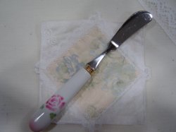 画像1: マニー　ローズ　陶器ハンドル　バターナイフ